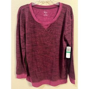 Felina Taylor Top Womens Large Burgundy NWT Space Dye Long Sleeve Pullover 2838S